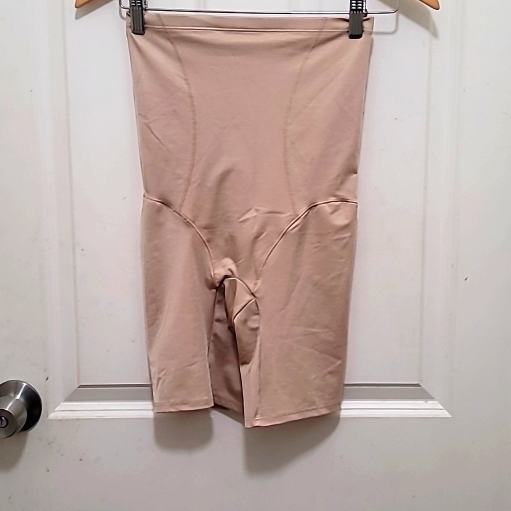 Bali Shapewear Thigh Slimmer Women M Beige 8097 High Waist Control Shaper